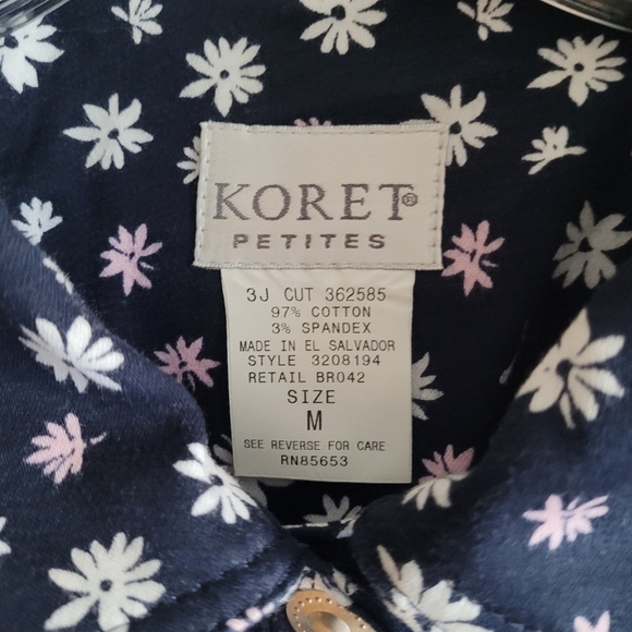 Koret Petites Navy Floral Pant Suit size 8 Petite - Picture 3 of 10